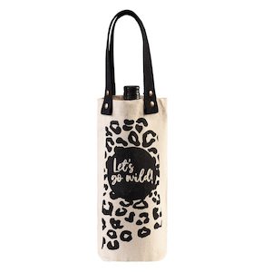 Bar Accessories: Go Wild Wine Bag Natural & Black