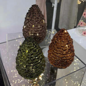 15cm Glass Pinecone Assorted Colours