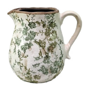 Green Floral Ceramic Jug Green 3015