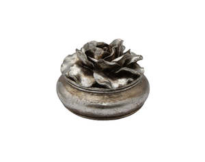 Decor: Camelia Large Round Trinket Box Pewter Finish