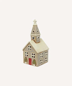 Decor: Alsace Tea Light Church Christmas Stone (YA0060)