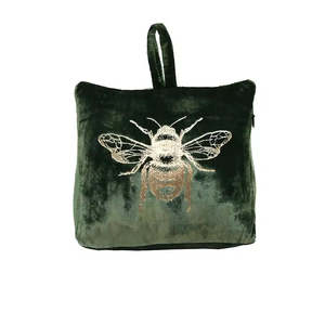 Doormats: Velvet Bee Doorstop Green/Gold