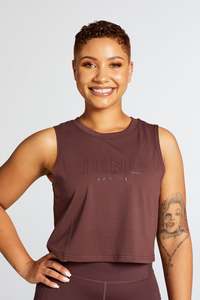 SIGNATURE CROP MUSCLE SINGLET DEEP MAUVE