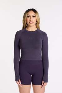 Tanks Tops Hine: THE ESSENTIAL CROP LONG SLEEVE MIDNIGHT