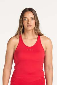 RACERBACK CROP SINGLET W/ IN-BUILT BRA RED