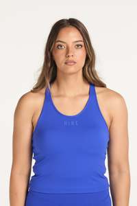 RACERBACK CROP SINGLET W/ IN-BUILT BRA COBALT