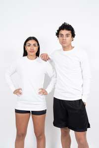 Cotton Long Sleeve Tee: iAthletic Cotton Long Sleeve Tee - White