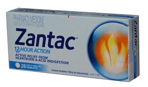 Antacids Acid Reducers: Zantac 12 Hour Action Tablets 150mg 28 - Limit of 2 Pack Per Customer