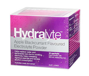 Electrolyte Maintenance Solution: Hydralyte Electrolyte Powder Apple Blackcurrant Sachets 10