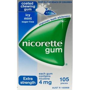 Smokng Cessation Gums: Nicorette Nicotine Gum 4mg Icy Mint 105