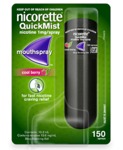 Smoking Cessation Inhalers: Nicorette QuickMist Sprays 150 (Cool Berry Flavour)