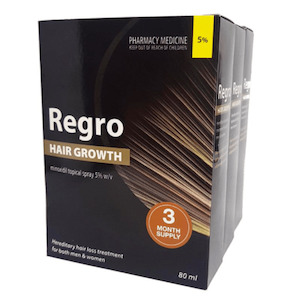 Hair Loss Treatments Prevention: Regro Hair Growth Spray 3 x 80ml (3 Month Supply) - Free Shipping within NZ DISCONTINUED