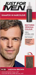 Mens Hair Moustache Colour: Just for Men Shampoo-In Haircolour - Medium Brown