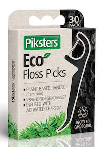 Oral Care: Piksters Eco Charcoal Floss Picks 30