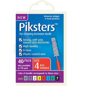 Piksters Interdental Brushes Size 4 Red Tapered 40