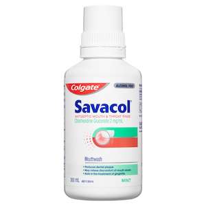 Cold Sores Mouth Ulcers: Colgate Savacol Antiseptic Mouth & Throat Rinse Mint Mouthwash 300ml