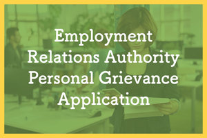 Employment Relations Authority Personal Grievance Application