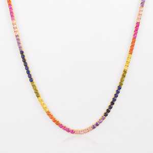 Cuban Link Chain: Rainbow Round Tennis Chain - Gold