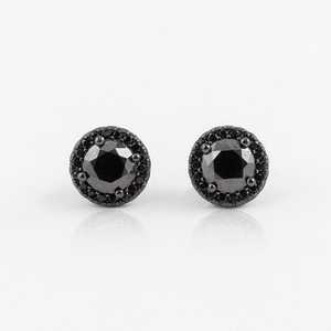 Diamond Earrings: VVS1 925 silver Black roundcut Moissanite earrings