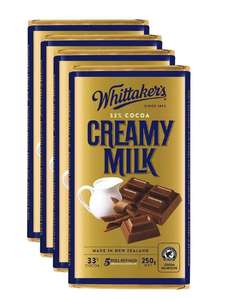Products: Whittaker’s Creamy Milk Chocolate Block 250g x 4 NZ MADE Worldwide Delivery