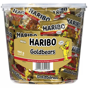 Products: HARIBO Goldbears 100 Minibags Tub 980g NZ MADE Worldwide Delivery