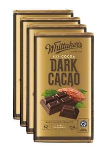 Products: Whittaker’s Dark Cacao Chocolate Block 250g x 4 Value Pack NZ MADE Worldwide Delivery