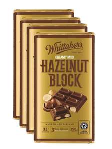 Products: Whittaker’s Hazelnut Chocolate Block 250g x 4 NZ MADE Worldwide Delivery