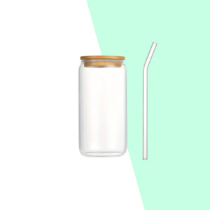 Blank And Accessories Supply: Glass Tumbler with Bamboo Lid Blank