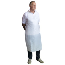 Plastic Aprons Hooks Ties: 500 Disposable Aprons | Header Blocked
