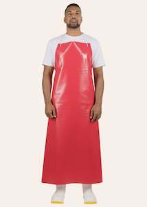 Plastic Aprons Hooks Ties: PVC Apron MOQ = 5 | Red with Ties [LABR135T]