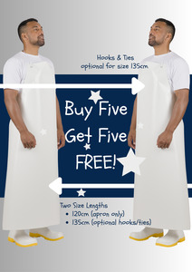 Matariki Specials One Get One Free: PVC Apron | White 120cm & 135cm [LAB Series]