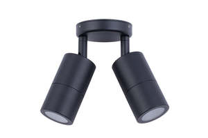 Wall Light Adj Twin GU10 Blk IP65 No Lamps