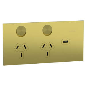 Solis-T Sw Socket Dbl 10A 1 x USB-C Brushed Brass