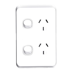 Sleek Switch Socket Double 10A Vertical