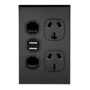 Plug Socket Connector 78: Home Logix Switch Socket Double Vertical + 2USB Black