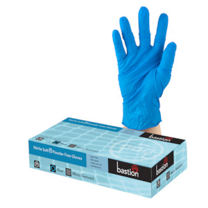 Bastion Nitrile Soft P/F Blue Gloves Small