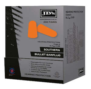 Hearing Protection: JB's Southern Bullet Earplug (200 pair) 8P085