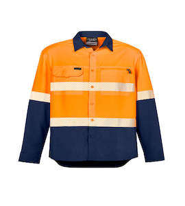 Hi Vis Shirt: ZW470 Mens Hi Vis Outdoor Segmented Tape Long Sleeve Shirt