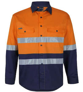 Hi Vis Shirt: JB'S HI VIS (D+N) L/S STRETCH WORK SHIRT 6DSWL