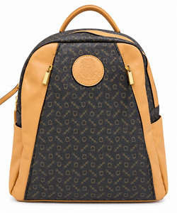 Accessories: Women's Patterned Backpack – Dark Brown & Tan