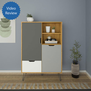 Sao Paulo display unit, Oak , Graphite , White, Silver, Decor-Friendly Design? Solved