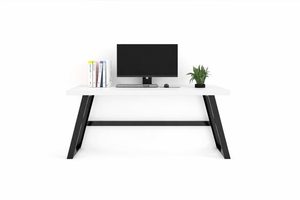 Electronics: Fresno 140cm Office Desk – White Top with Black Steel Frame