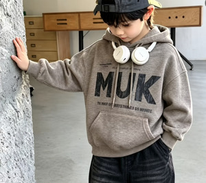 Kids’ MUK Graphic Pullover Hoodie – Taupe Marl | 8066