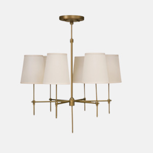 New York 6 Light Chandelier - Brass