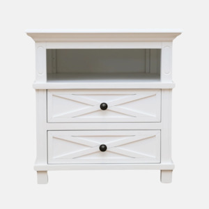 Bedroom 1: Sorrento Bedside 2 Drawer - White