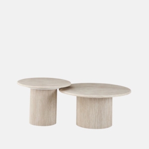 Round Travertine Nesting Coffee Tables