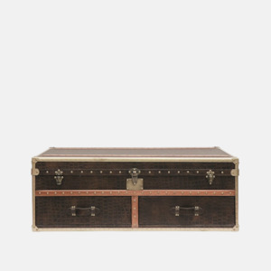 Tables: Voyager Leather Trunk Coffee Table - Brown