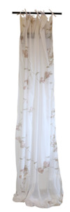 Curtains: White Voile Curtain with Magnolias (Set of 2)