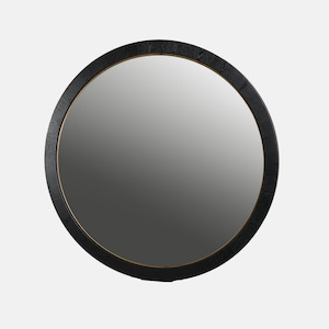 Round Mirror Oak - Black