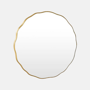 Mirrors: Wave Large Circle Mirror - Brass